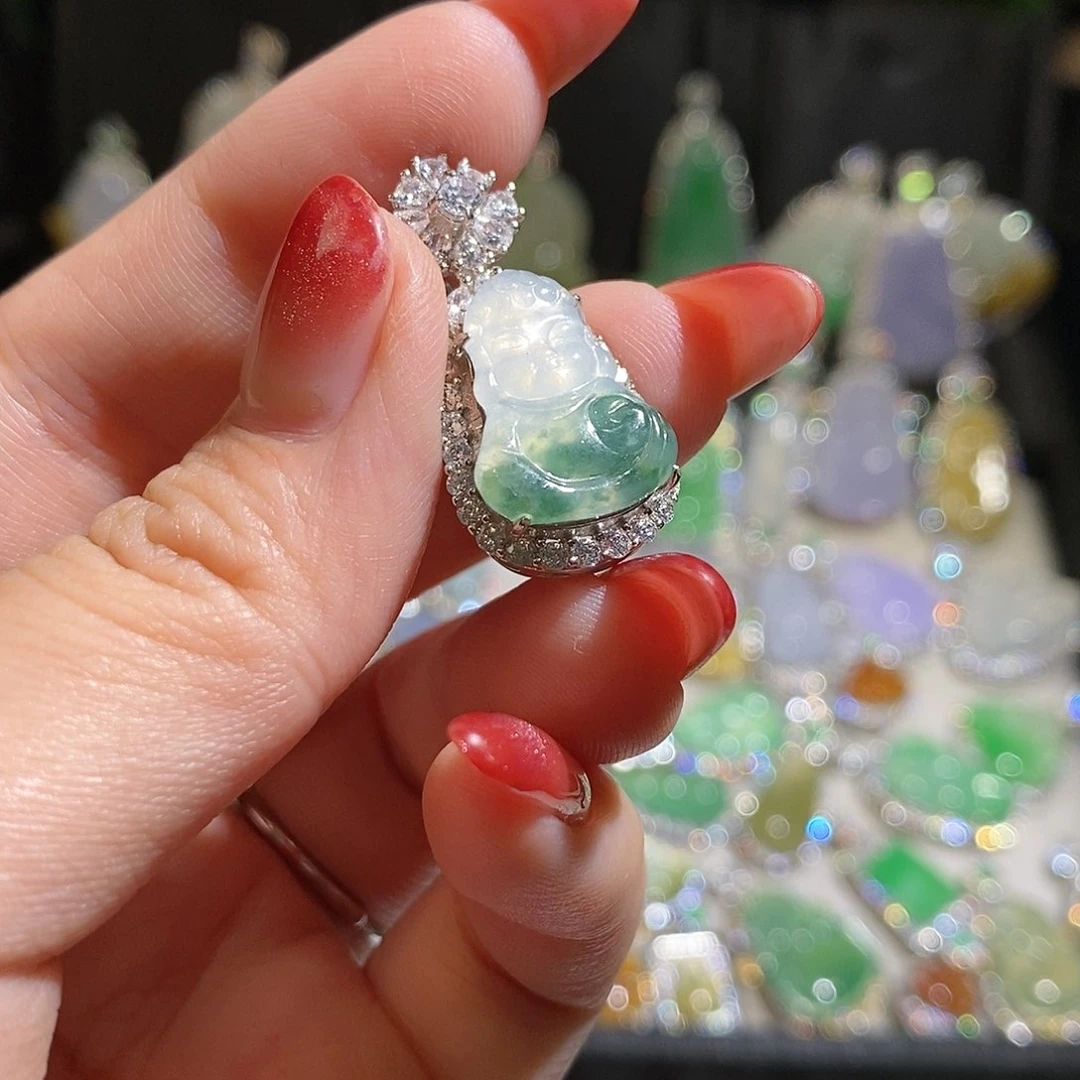 翡翠银S925镶嵌颈饰天然翡翠