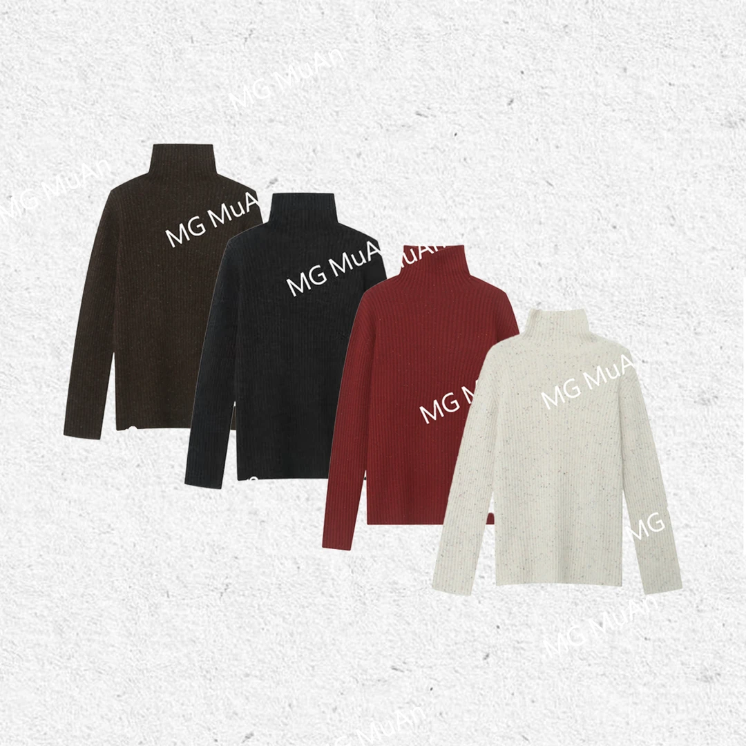 【经典流光毛衣】MUAN定制100羊毛330克高领百搭花纱毛衣ST2-28023