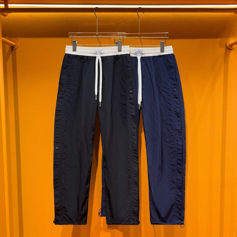 夏季新款户外网孔透气速干休闲裤男士潮流拼接设计薄款直筒休闲裤
