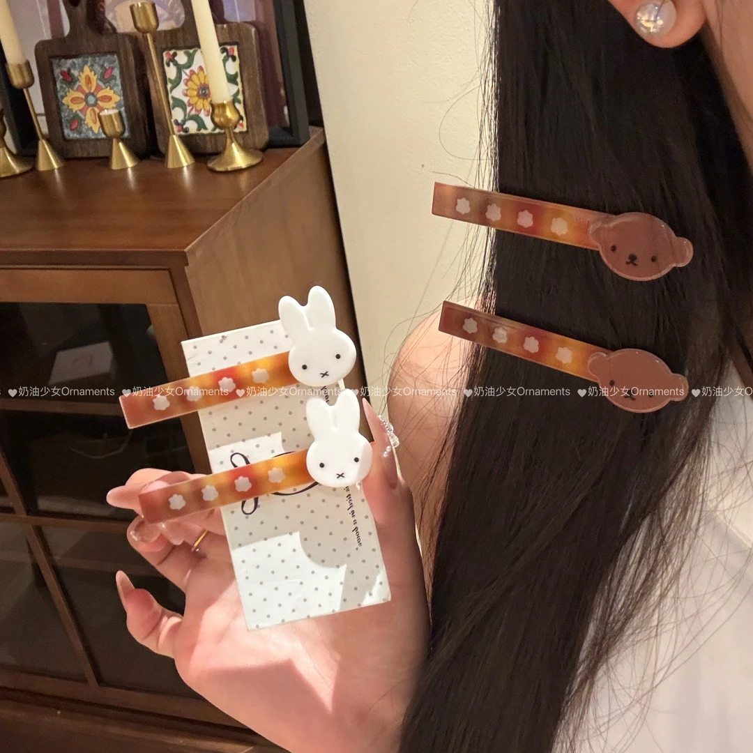 米菲兔可爱发夹卡通鸭嘴夹少女刘海侧边夹ins学生花朵涂鸦发饰
