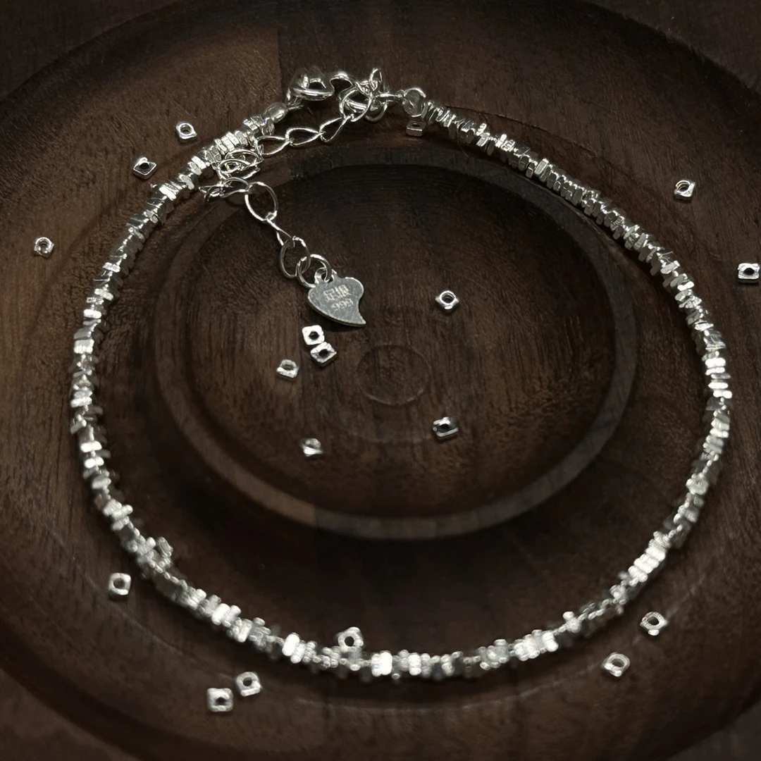 足银手链 999纯银四方碎银配件几两隔珠闪珠素银方块1.7DIY手链