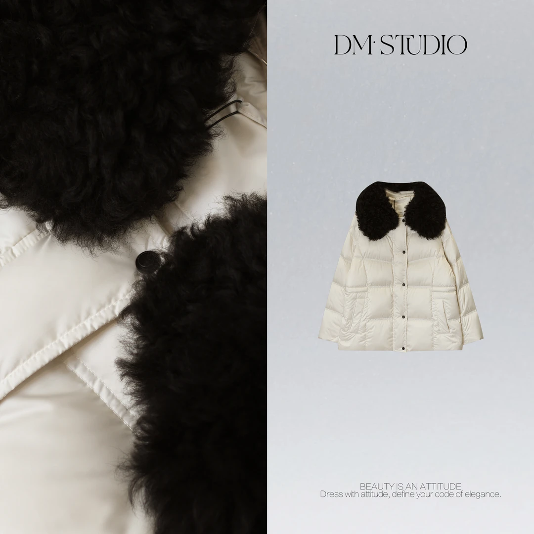 DEDM•STUDIO/高级感芭莎羊毛领新国标鹅绒服排扣外套2512YRF/7589