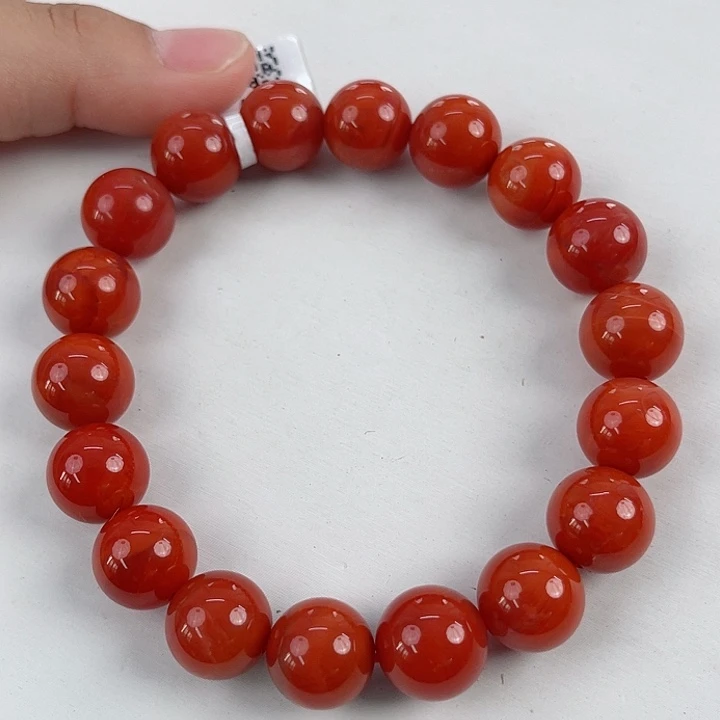 南红玛瑙未镶嵌瓦西锦红双色圆珠单圈12mm