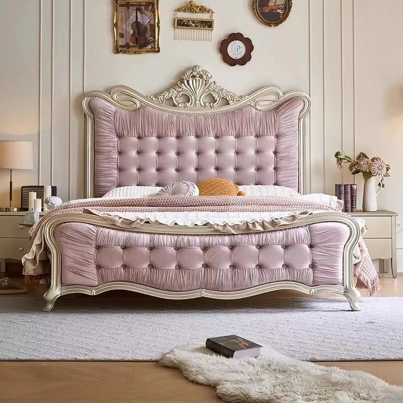 美式高档轻奢实木床1.8双人床双人欧式公主简约法式现代主卧婚床