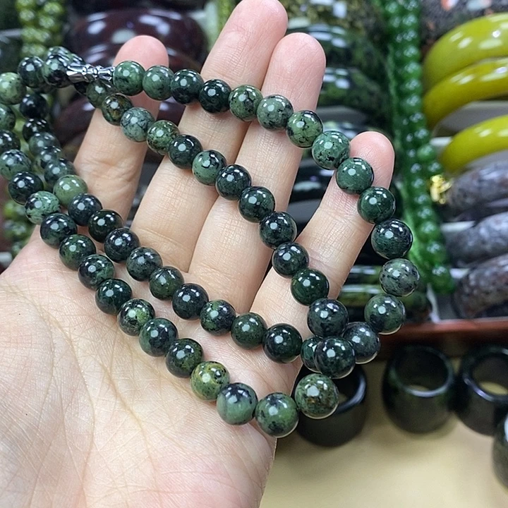 蛇纹石玉未镶嵌药王石翠色项链卡8