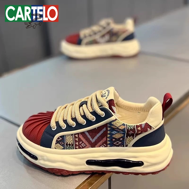 卡帝乐鳄鱼男鞋明星同款贝壳头板鞋民族风设计感休闲运动潮鞋子男