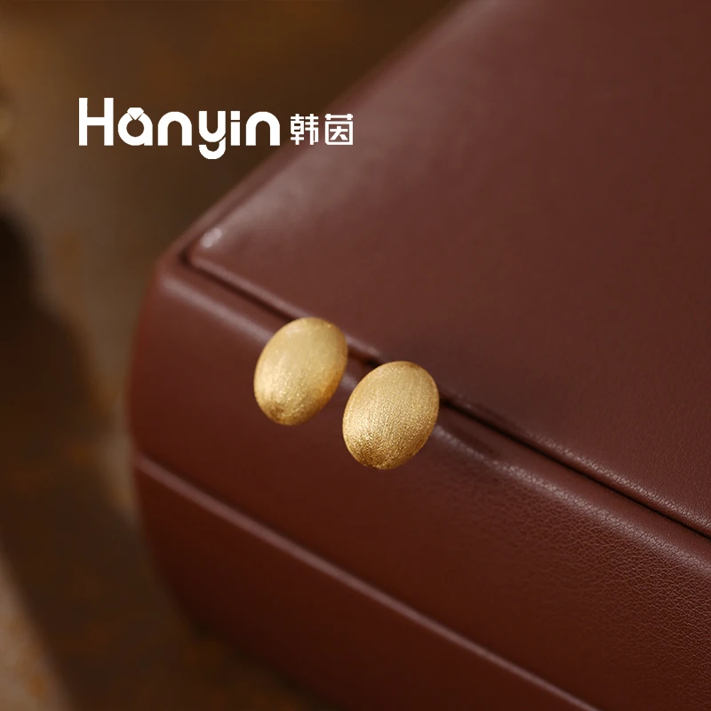 铜合金耳饰 925银针经典大气拉丝贪吃豆耳钉轻奢百搭耳饰