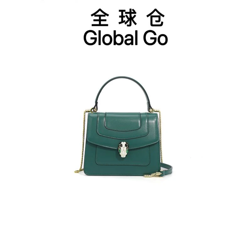 【Global Go】法式轻奢高级感小方包蛇头手提单肩女包X-9209绿色