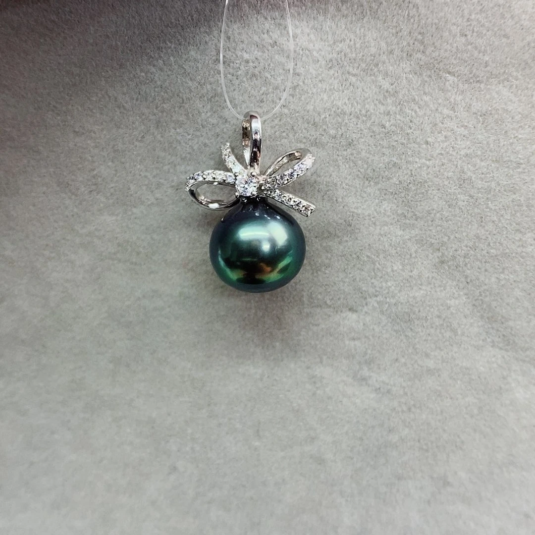 吊坠(不含链)银S925镶嵌海水珍珠10-11