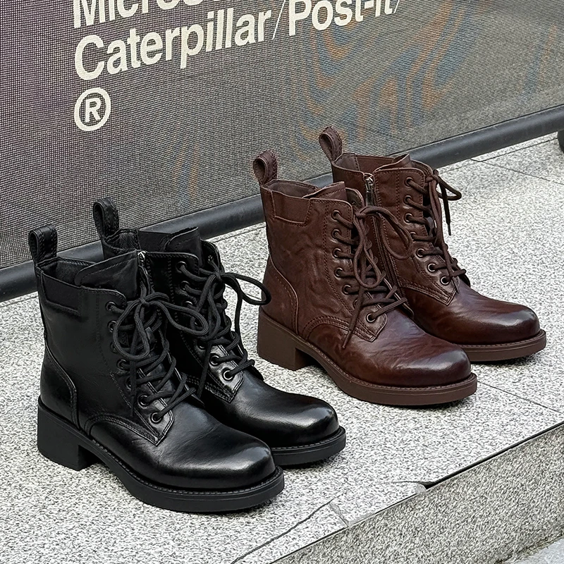 锡林高乐专属  马丁靴 复古港风 秋冬马丁靴 粗跟冬季中筒