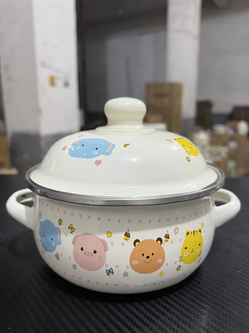 16公分萌宠搪瓷奶锅