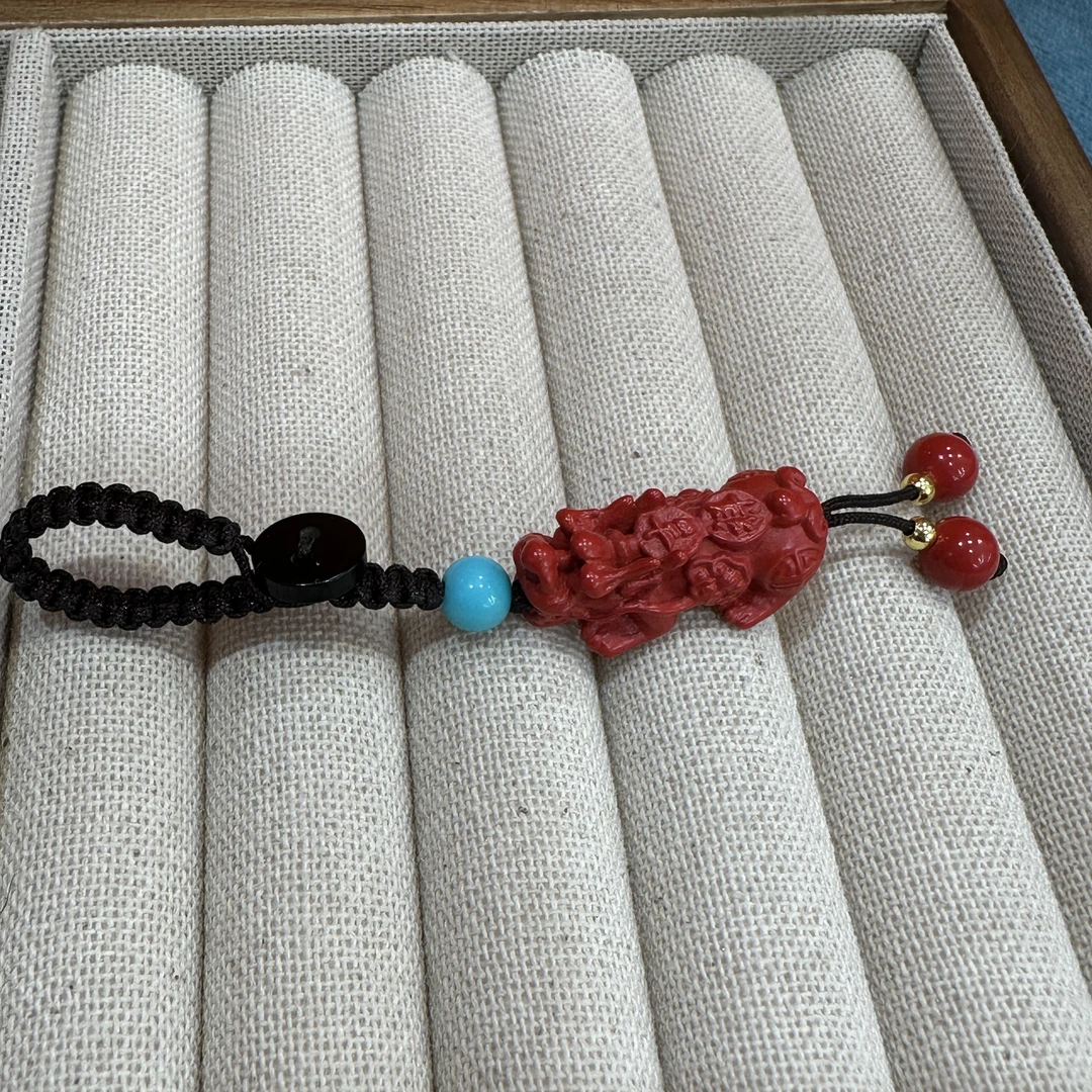 含辰砂工艺品高含量水飞砂貔貅朱砂钥匙挂