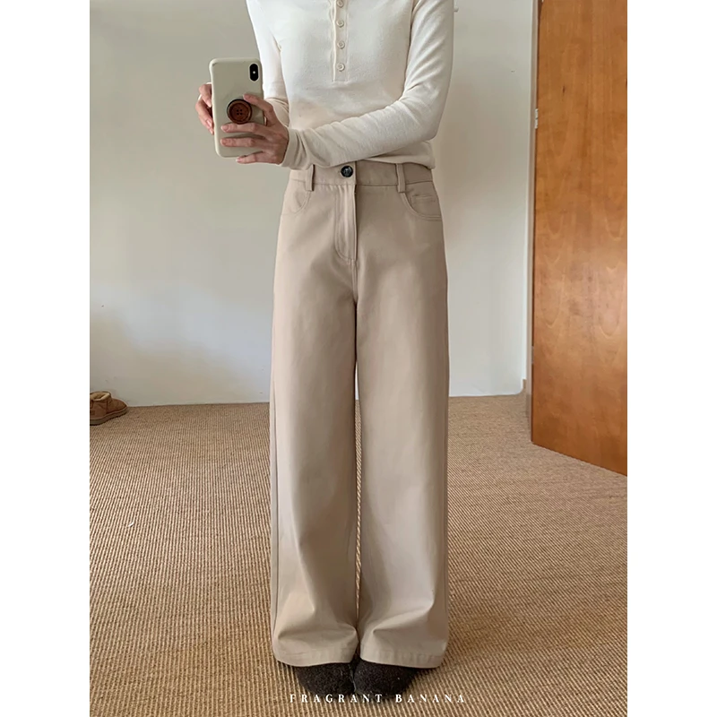 香香的蕉【 无加绒版】100棉精梳棉阔腿裤冬季显瘦休闲裤子