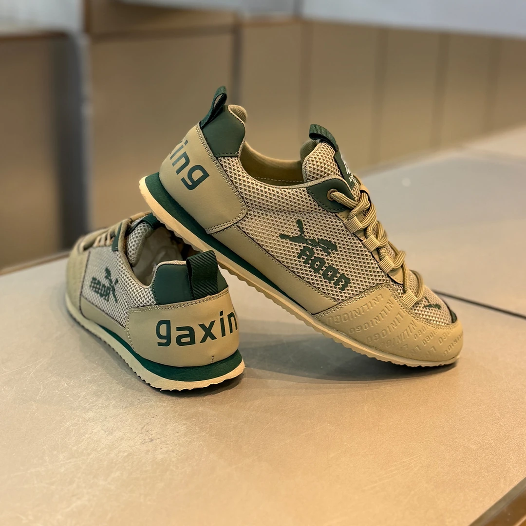 EAEOVNI 时尚运动休闲鞋男低帮系带软底轻便阿甘鞋网面透气平底鞋