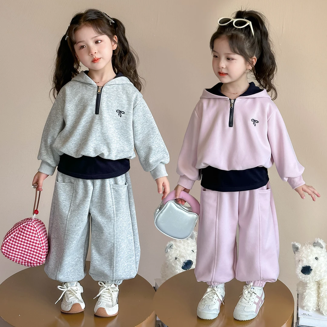 女童套装洋气运动韩版儿童连帽休闲卫衣两件套小女孩宝宝春秋装潮