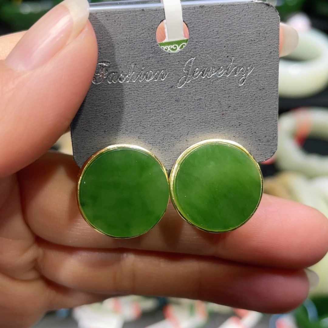 银S925镶嵌和田玉耳饰