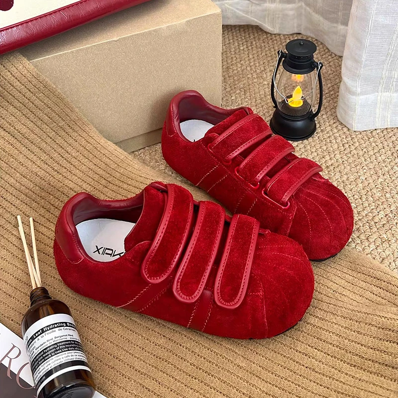 丑萌魔术贴泡泡鞋女2025早秋新款复古厚底小众设计板鞋运动休闲鞋