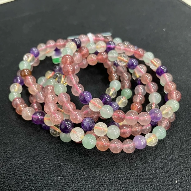 【怀晶堂】五彩草莓晶多圈手链 多样式发一件 约6mm 565DGD