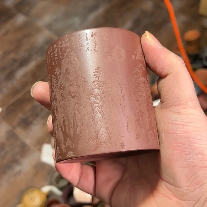 紫砂茶杯龍**生全手工紫砂主人杯