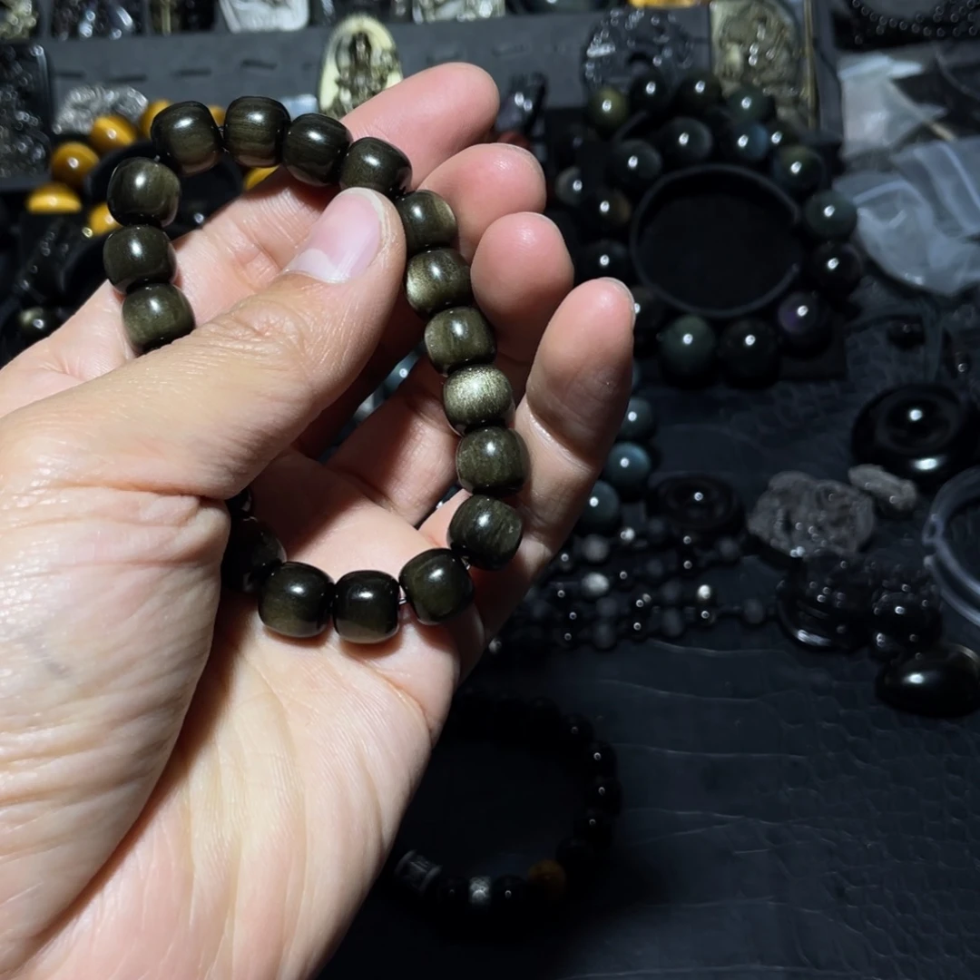 黑曜岩手链未镶嵌沐*?