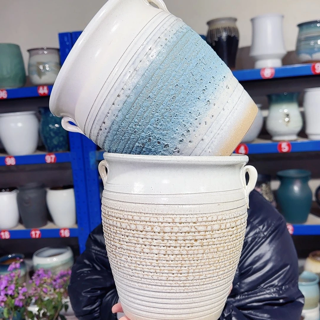 紫砂花盆高21口19