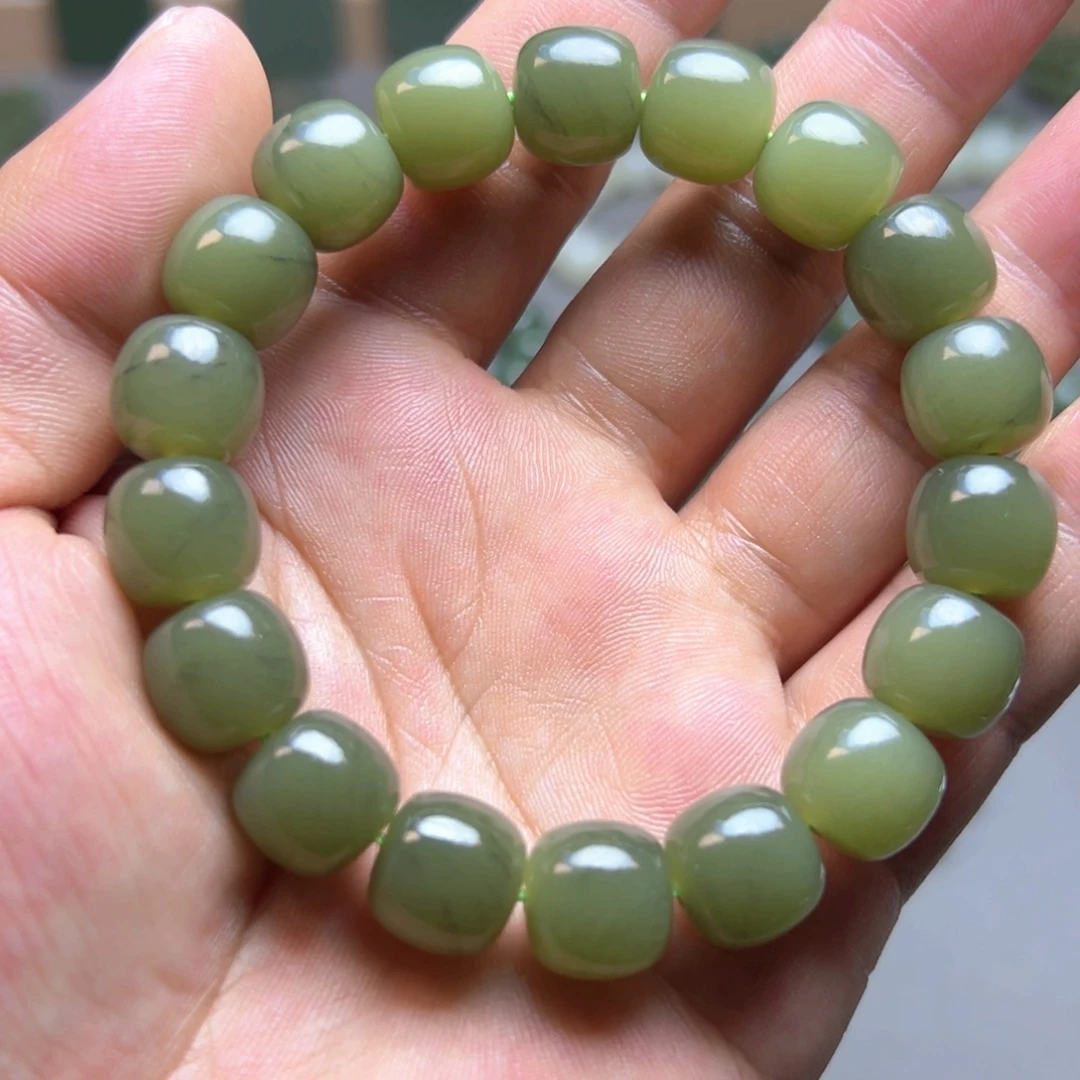 和田玉未镶嵌手链花土沟卡12