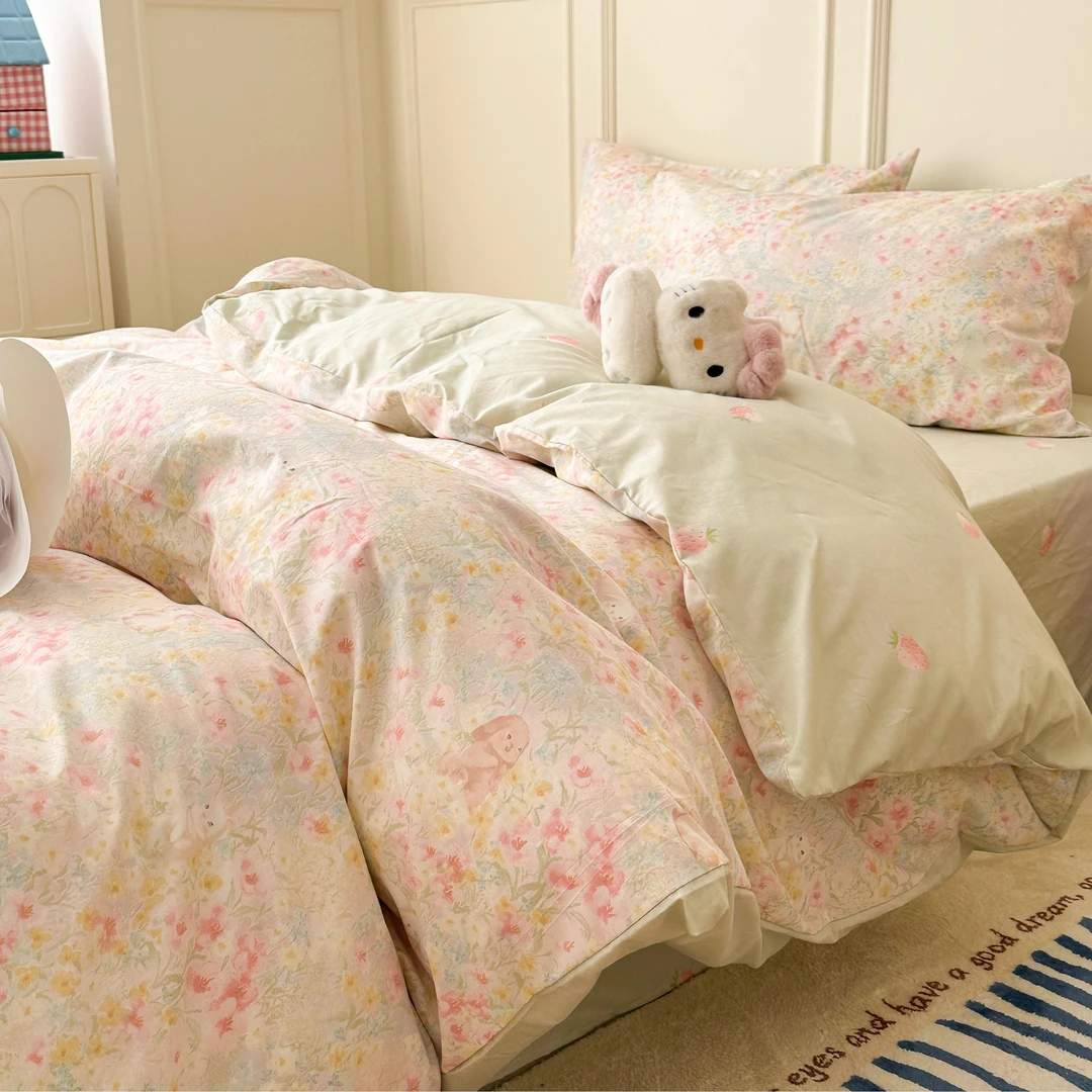 适禾家100%全棉套件卡通小清新四季款床单套件床上用品