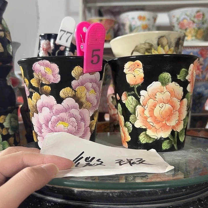 景德镇幸运花盆手绘韩式花盆