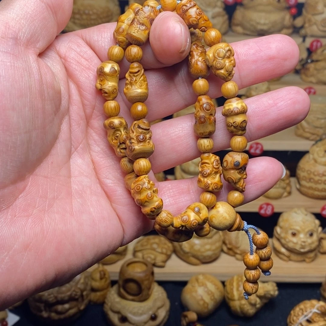 桃***源竹竹根雕十八罗汉手串