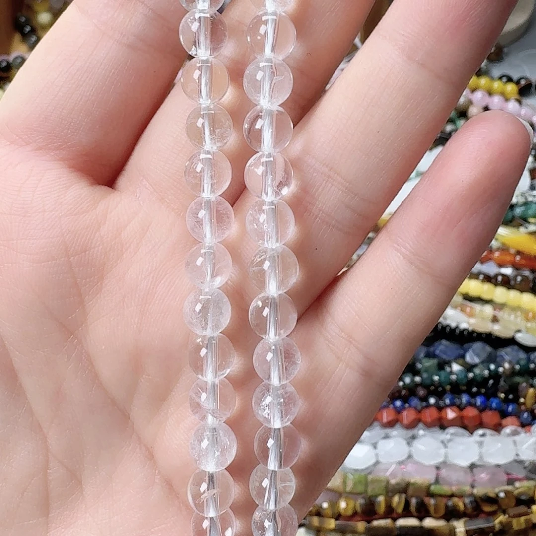 玛瑙/玉髓未镶嵌珠宝半成品卡6白水晶一条