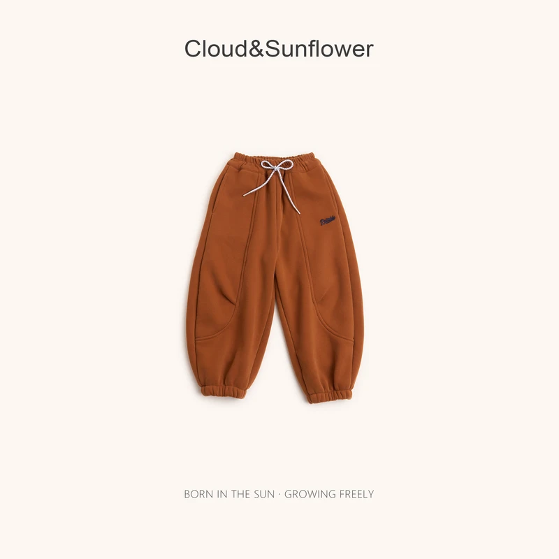 【云朵小葵】女童冬季新款纯色竖条抽绳休闲束脚裤992182