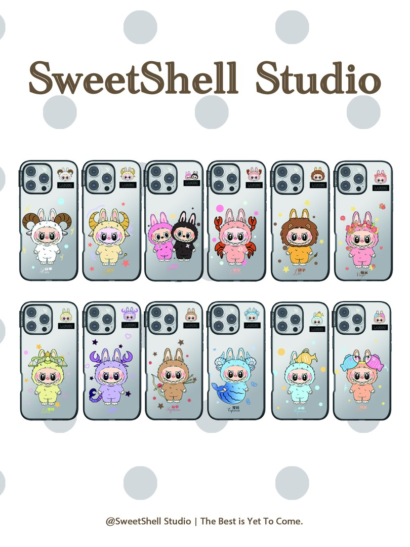 Sweet Shell 原创【12星座Labubu黑框】适用于苹果防摔个性手机壳