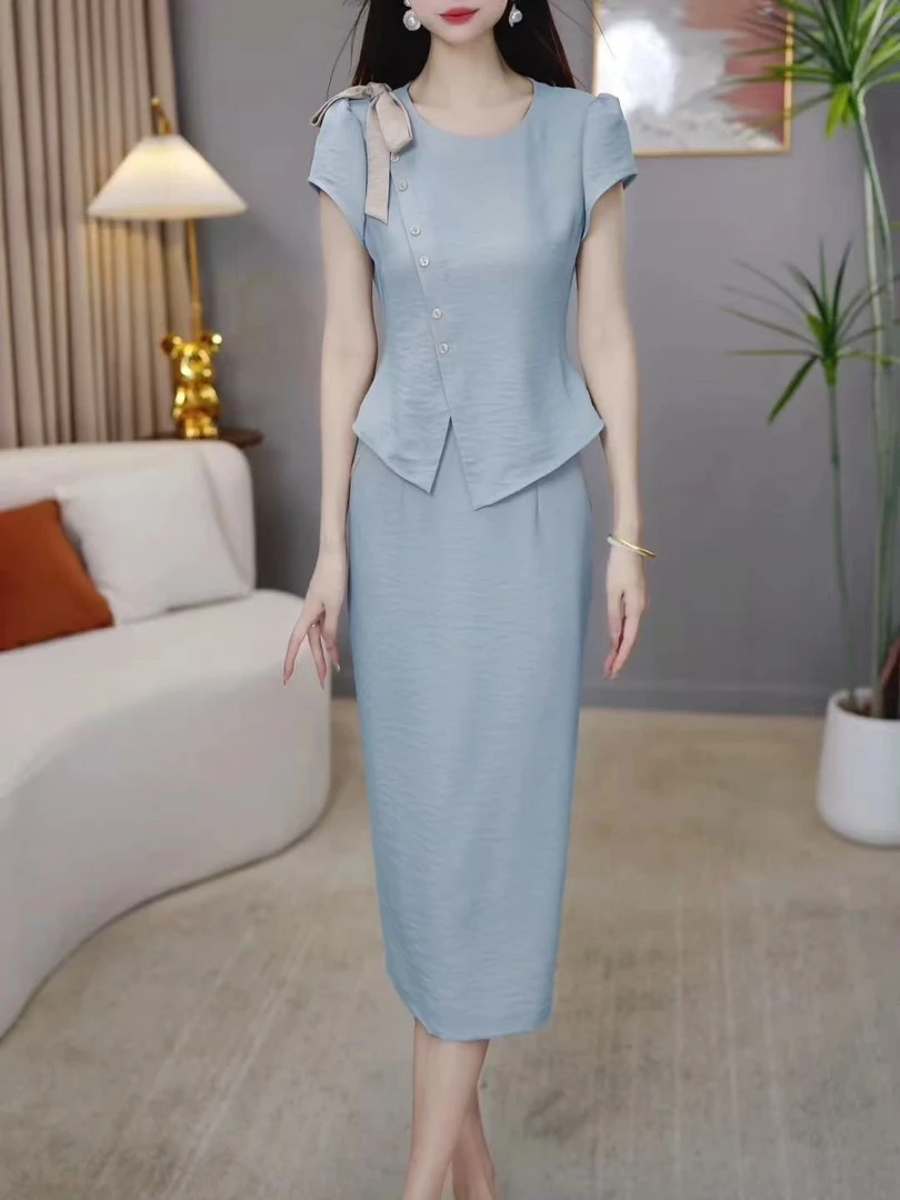 裙子短袖显瘦气质洋气时尚夏季法式修身小香风减龄包臀女神范轻熟