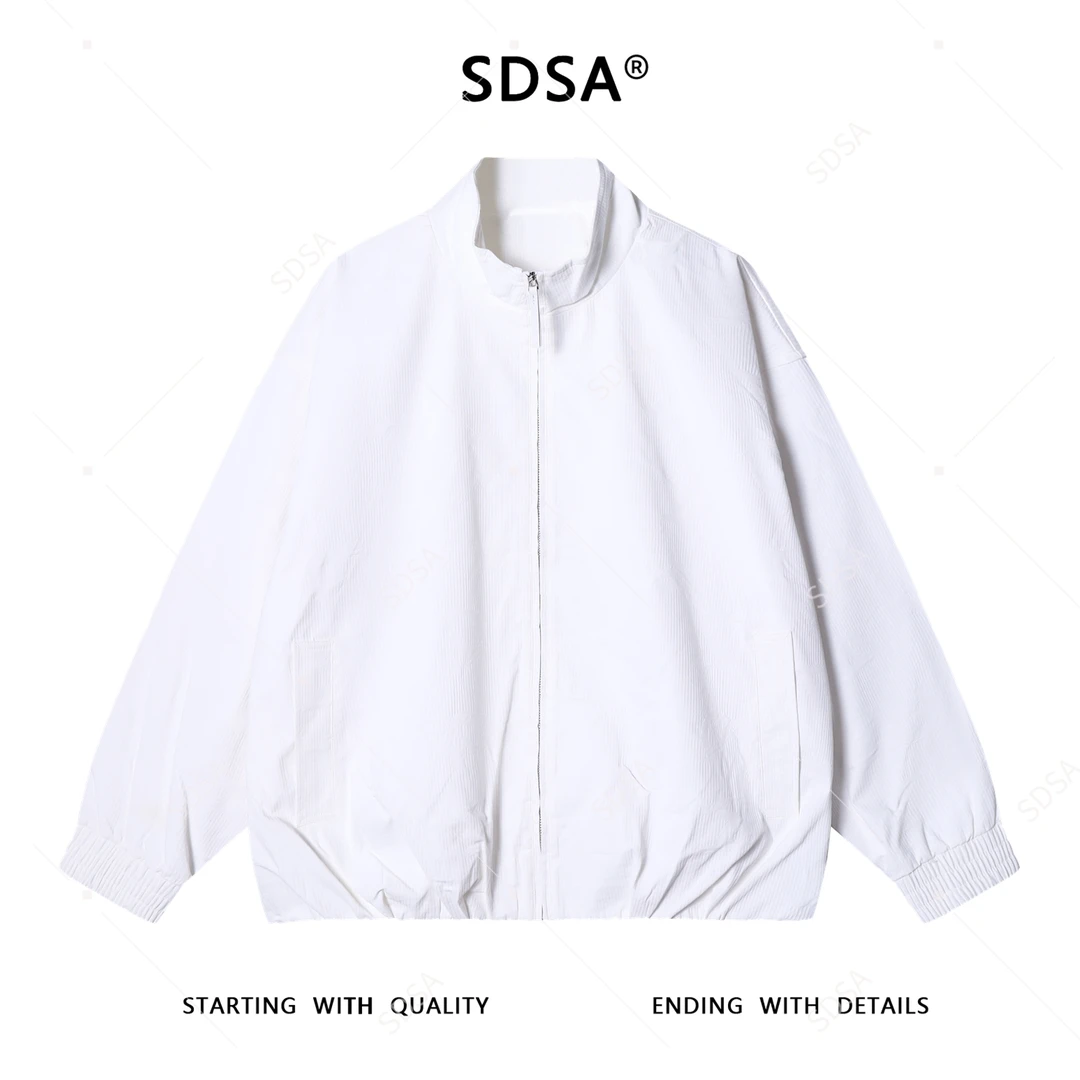 SDSA男士秋冬新款痞帅男装韩版纯色竖纹拉链拉链夹克百搭时尚外套