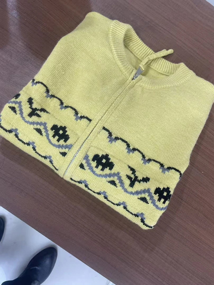 989-【拉链开衫】黄色高级气质针织女衫上衣打底衫秋冬针织衫