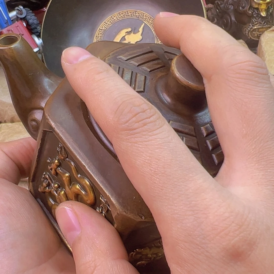 紫金风磨铜四象壶