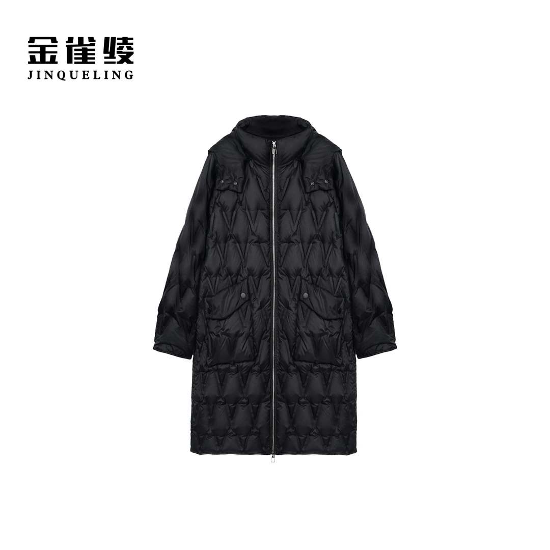 金雀绫【奔赴冬季】95白鹅绒休闲加宽加大中长款羽绒服SZA4YY691