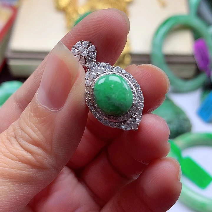 颈饰银S925镶嵌翡翠翡翠