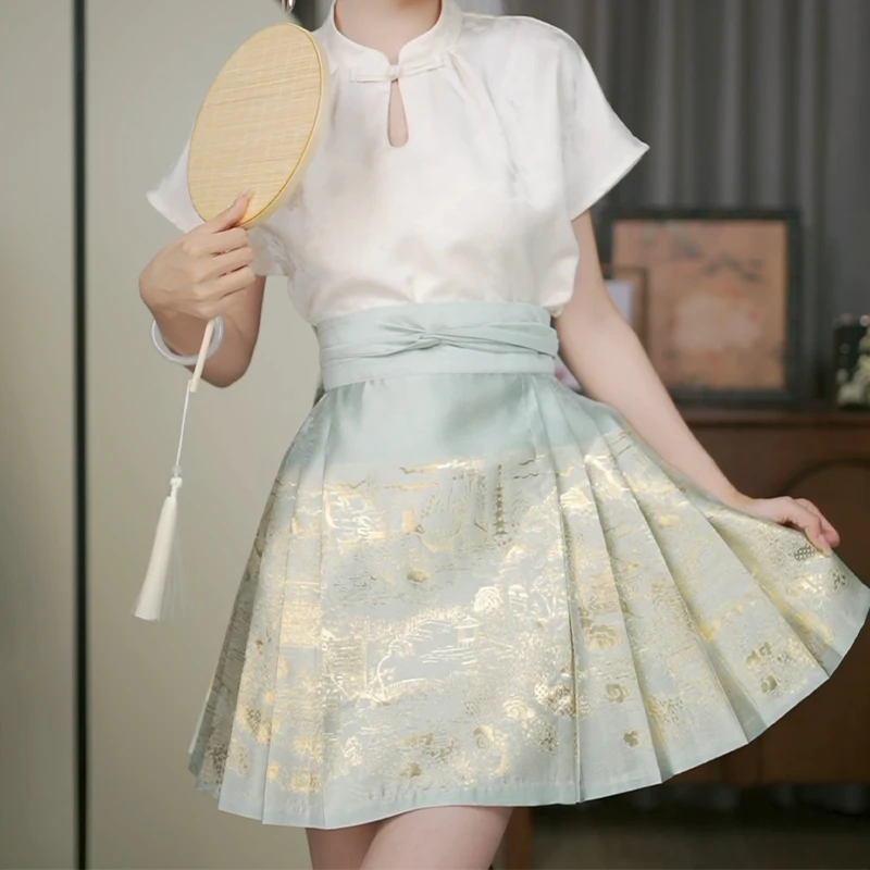 【海市蜃楼】螺钿织金纱薄款汉服法式马面裙夏款女装女中国风