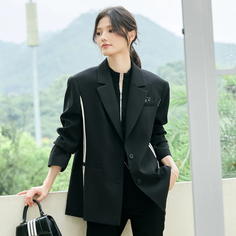 风笛2025春季新款韩版西装小西装外套女气质简约百搭通勤西服上衣