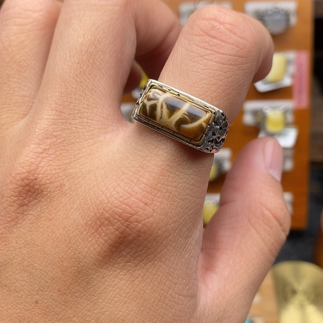 玛瑙/玉髓银S925镶嵌戒指