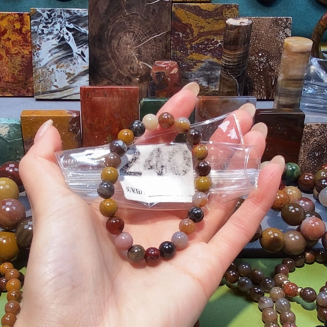 硅化玉未镶嵌天然北票硅化玉手串8.1