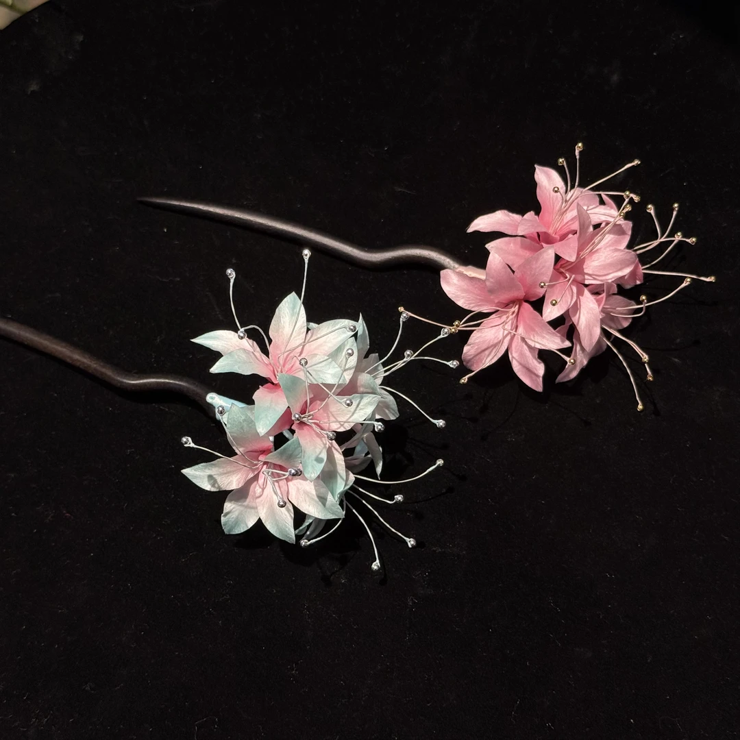 彼岸花发簪 非遗绒花手工艺头饰发饰日常百搭款