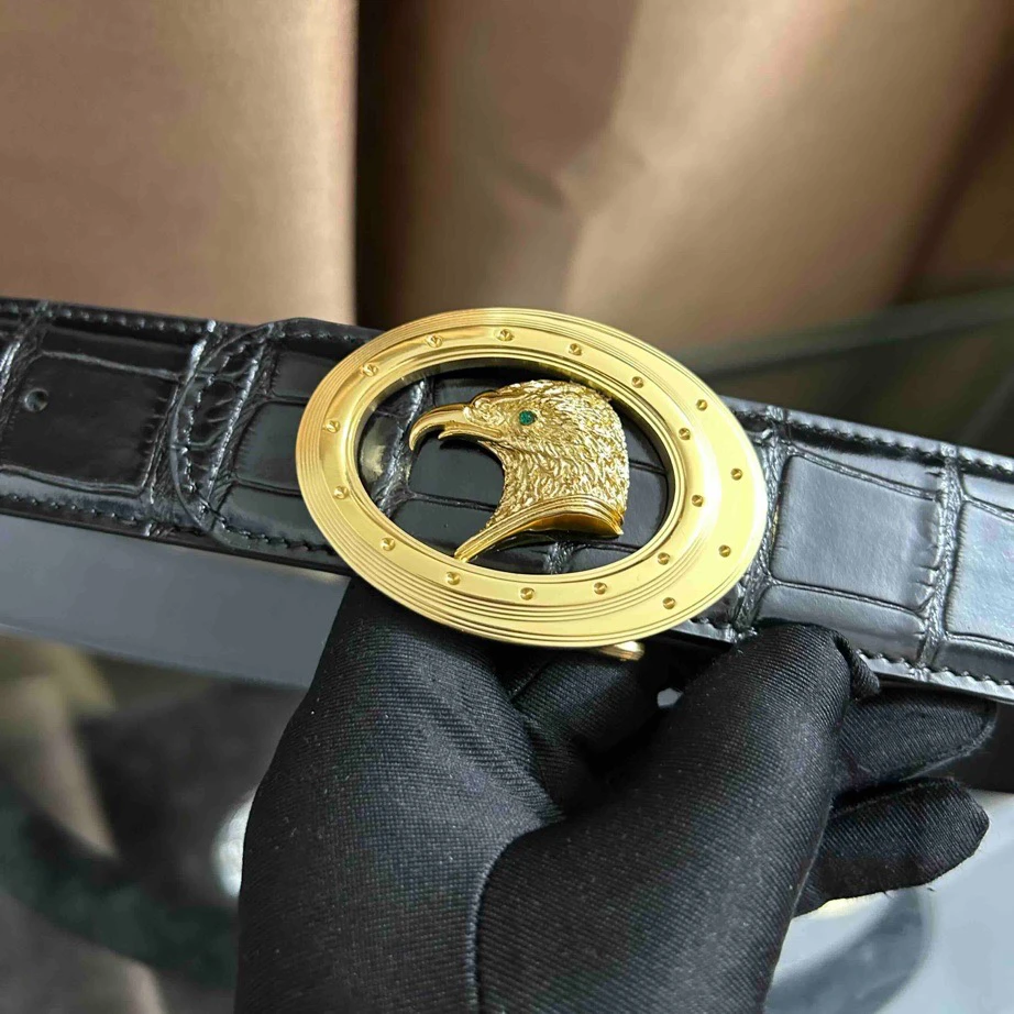 史蒂芬新款百搭男士皮带高档休闲老鹰头牛皮腰带青中老年时尚商务