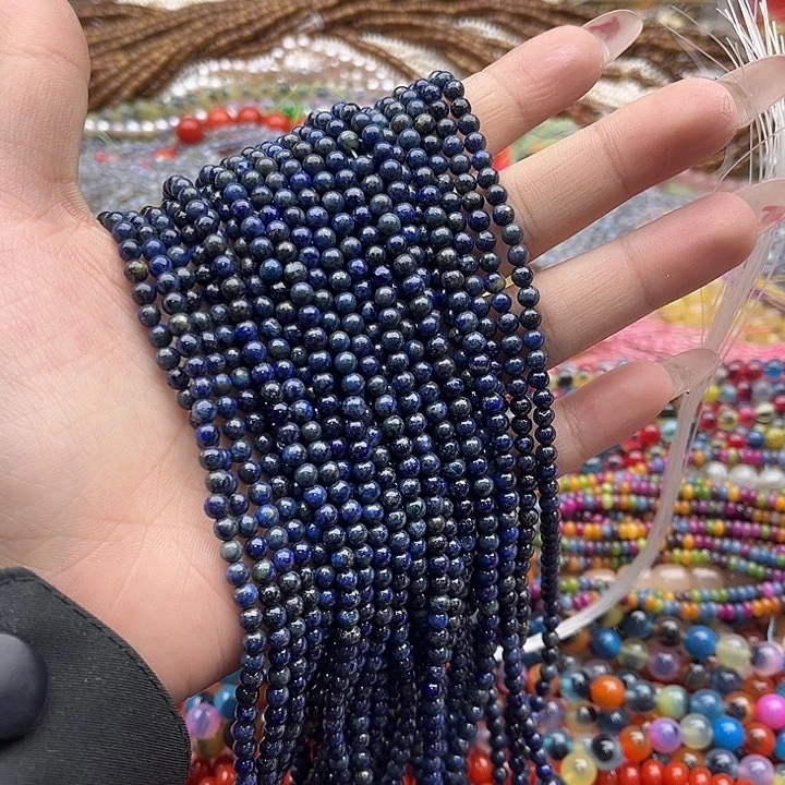 玛瑙/玉髓珠宝半成品未镶嵌一条4mm左右青金几颗有瑕