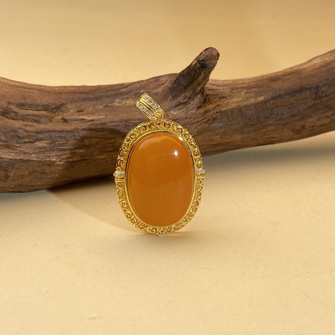 【小北严选】S925银蜜蜡吊坠22-AH03X937【多样性发一件】约15*20mm