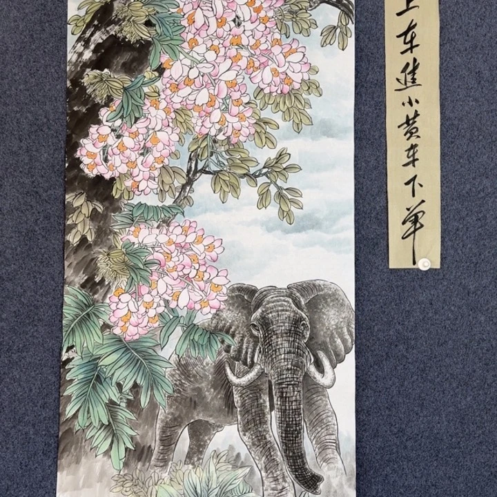 国画手绘国风花鸟139*69