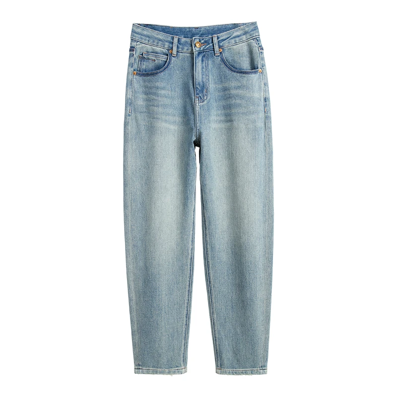 自媒体【四面弹】秋季四面弹老爹裤哈伦牛仔裤女苹果型梨形身材007