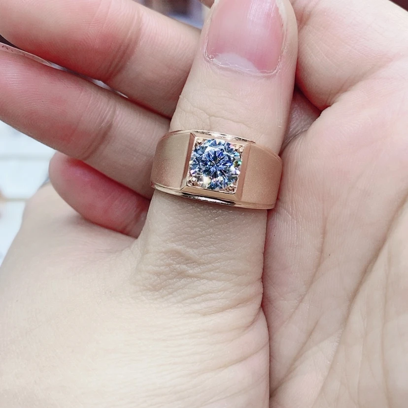 【闪购商品】合成碳硅石戒指/指环18K金镶嵌