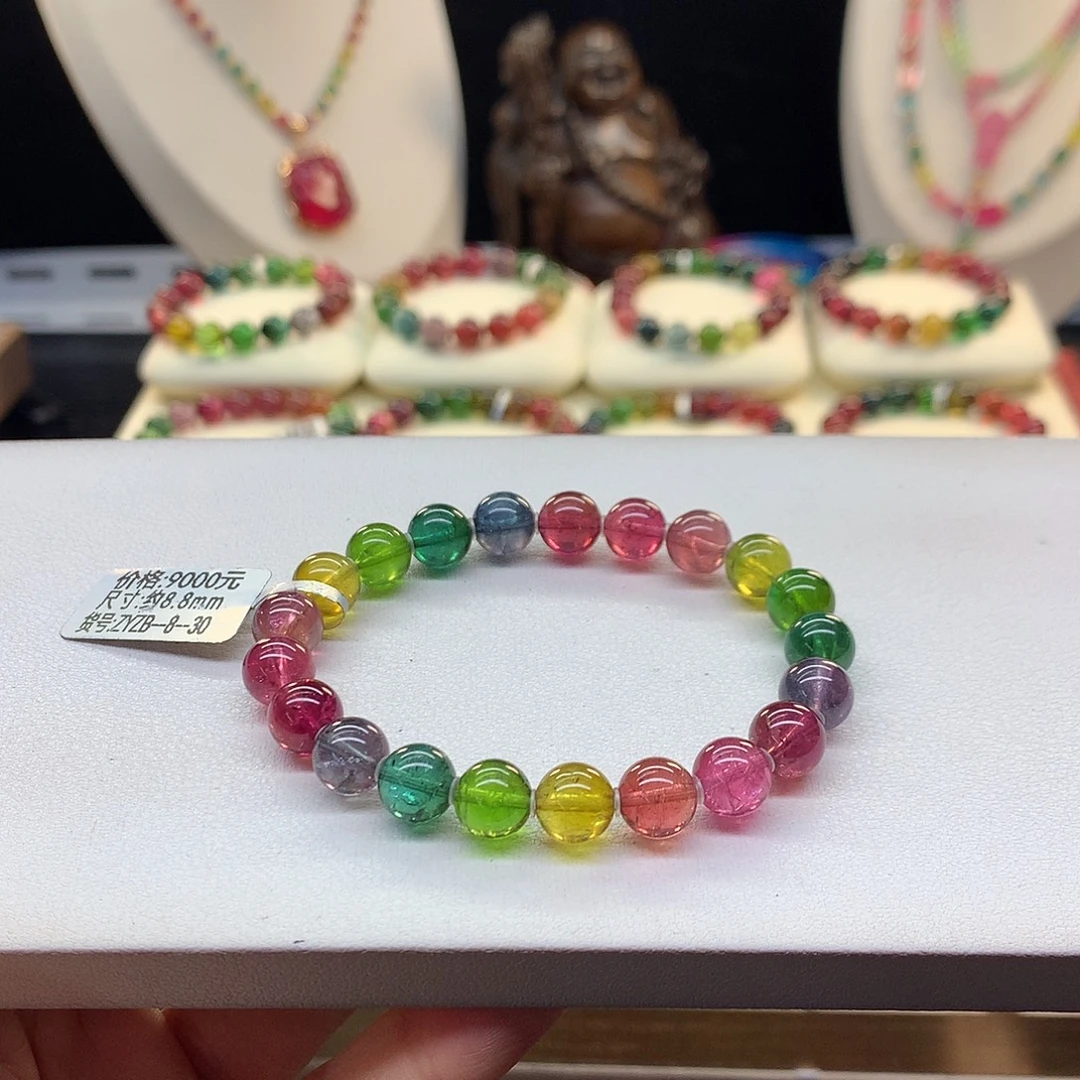 未镶嵌碧玺手串8.8/荧光彩虹。